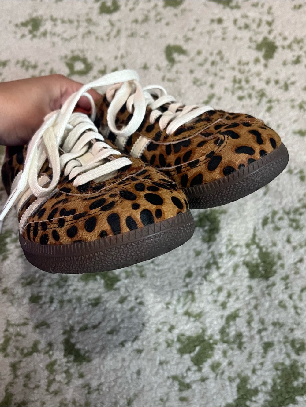adidas Leopard Print Sneakers with White Stripes and Red Lining - Picture 4 of 6